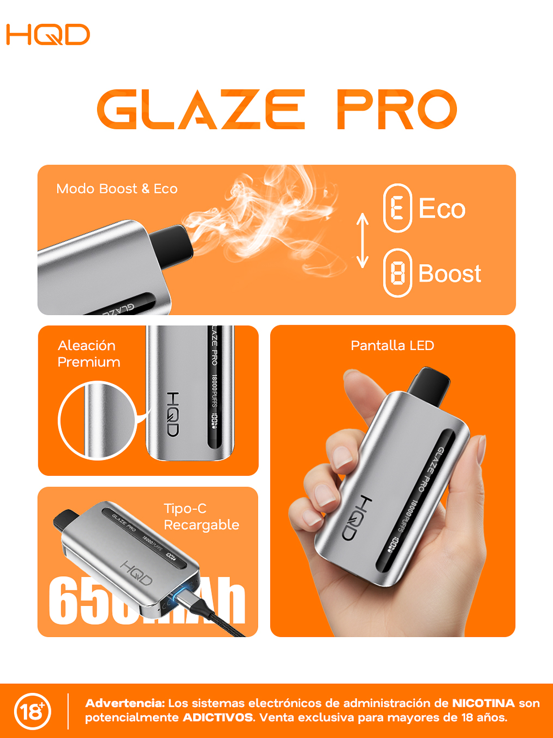 HQD Glaze Pro 18000 Puffs ICE MINT 4