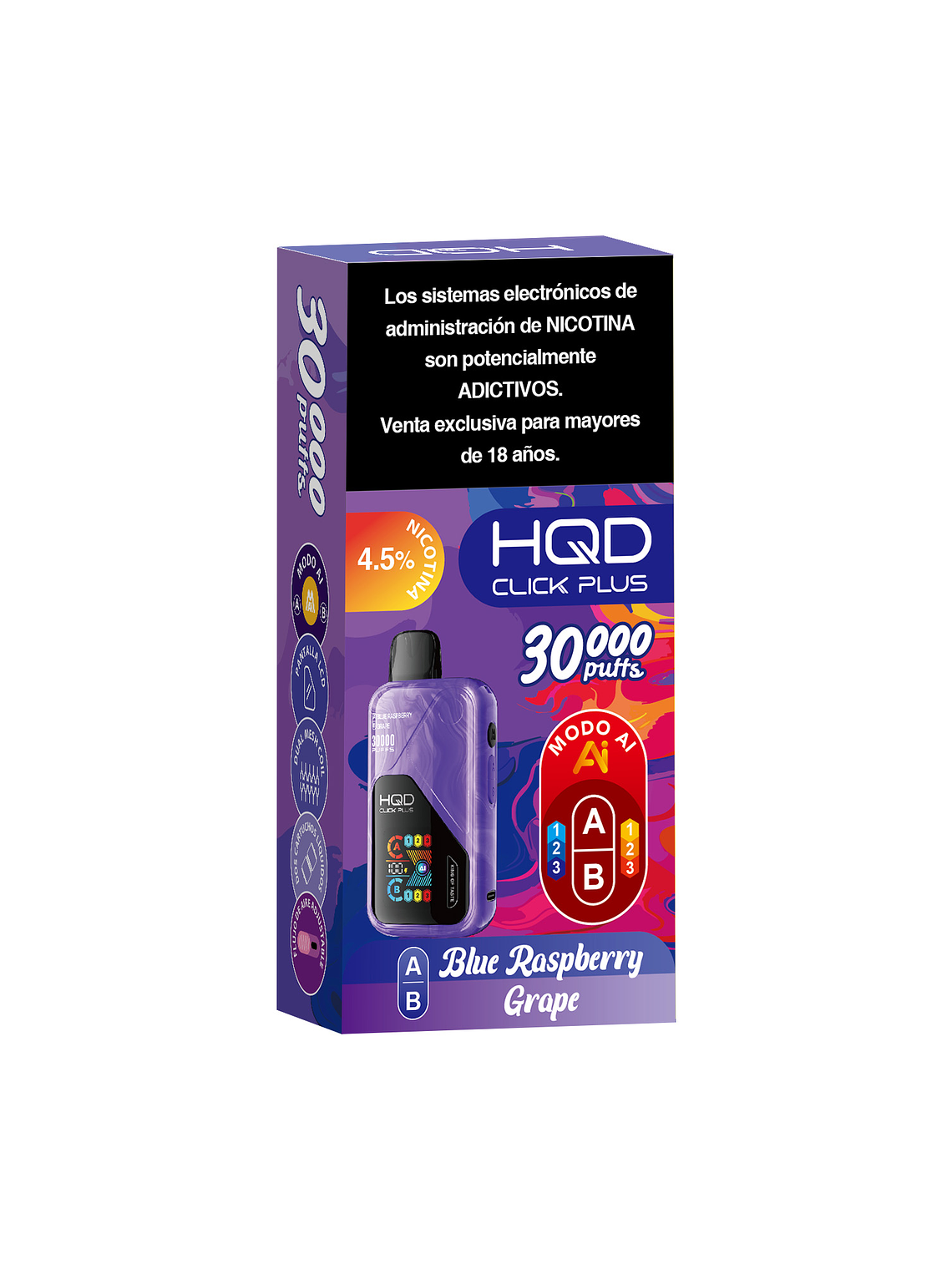 HQD Click Plus 30000 Puffs Blue Raspberry / Grape 3
