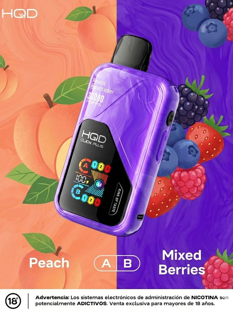 HQD Click Plus 30000 Puffs Peach/ Mixed Berries 1