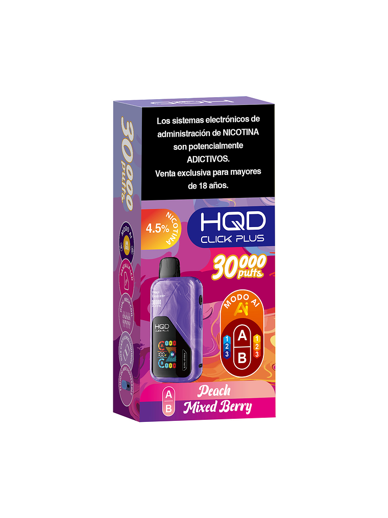 HQD Click Plus 30000 Puffs Peach/ Mixed Berries 3