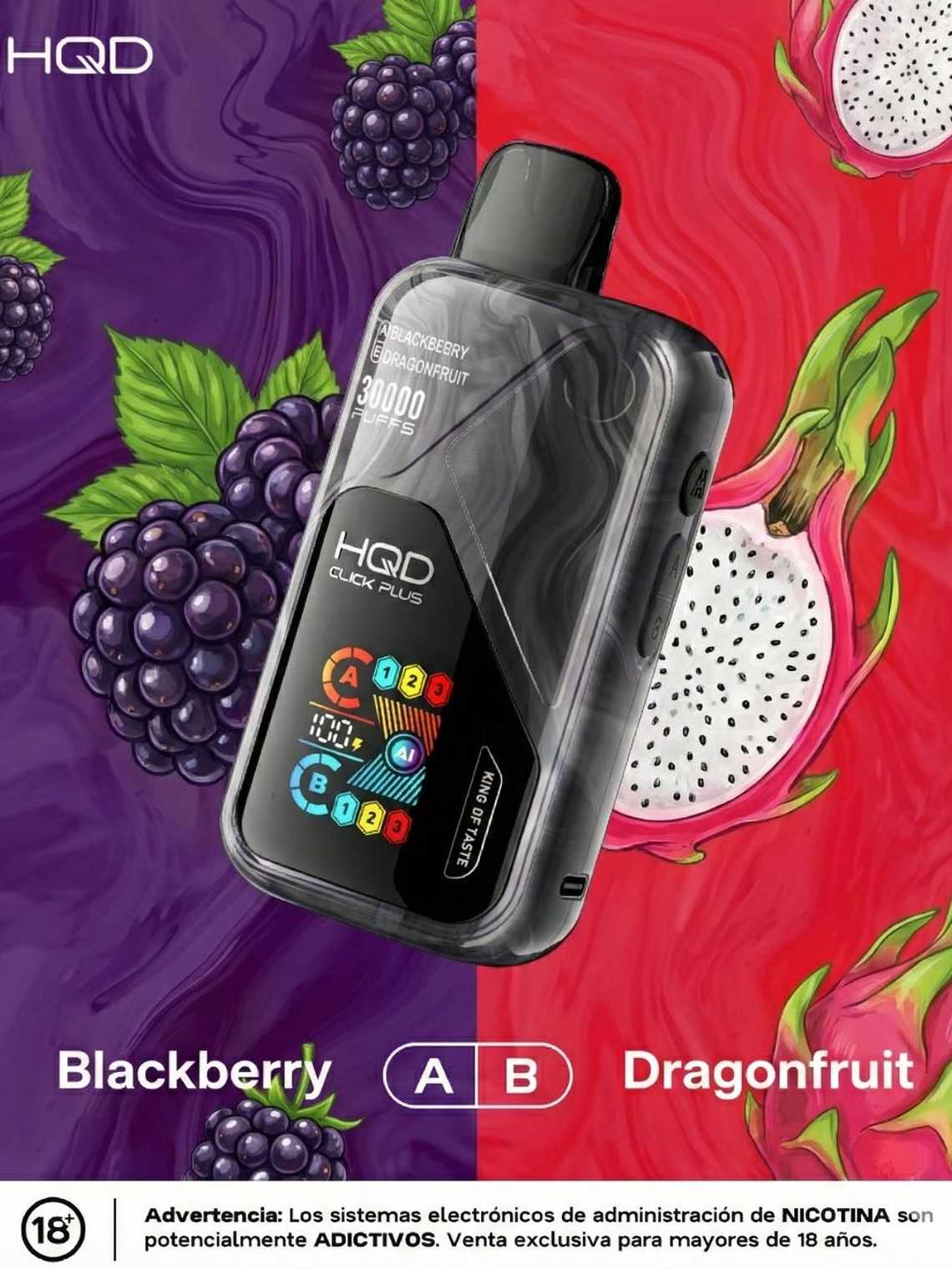 HQD Click Plus 30000 Puffs Blackberry / Dragonfruit 1