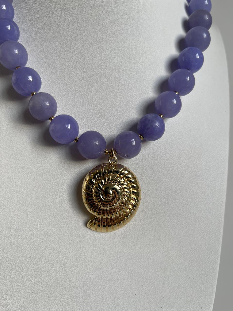 Collar piedra y caracola baño de oro 6