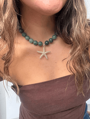 Collar piedra y estrella baño de oro