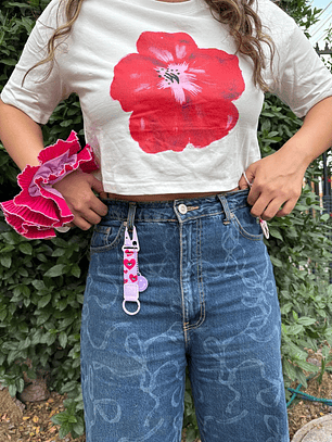 Polera estampada corta