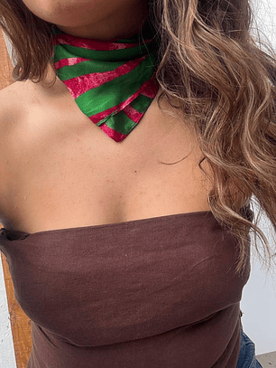 Pañuelo satin verde fucsia