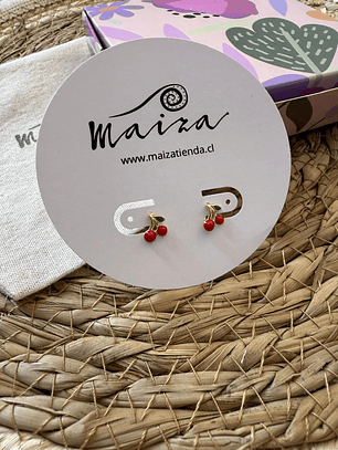 Aros guinda baño de oro 