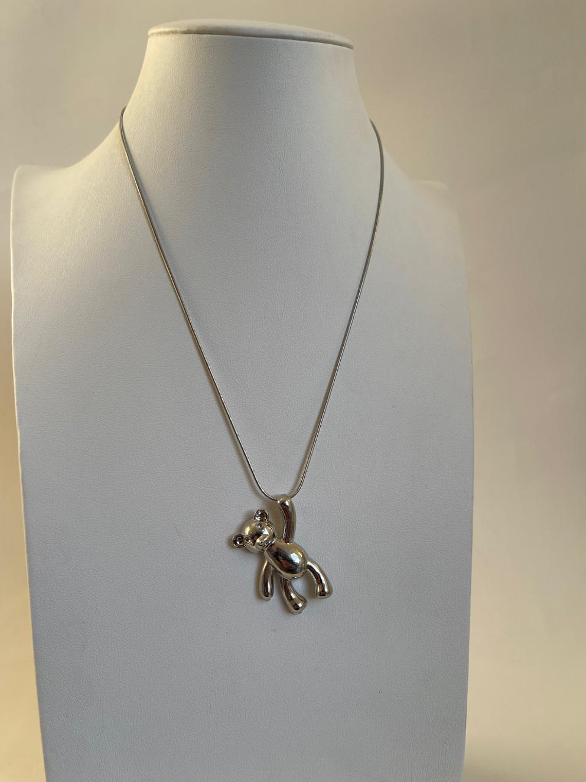 Cadena con oso acero, plateado y dorado 2