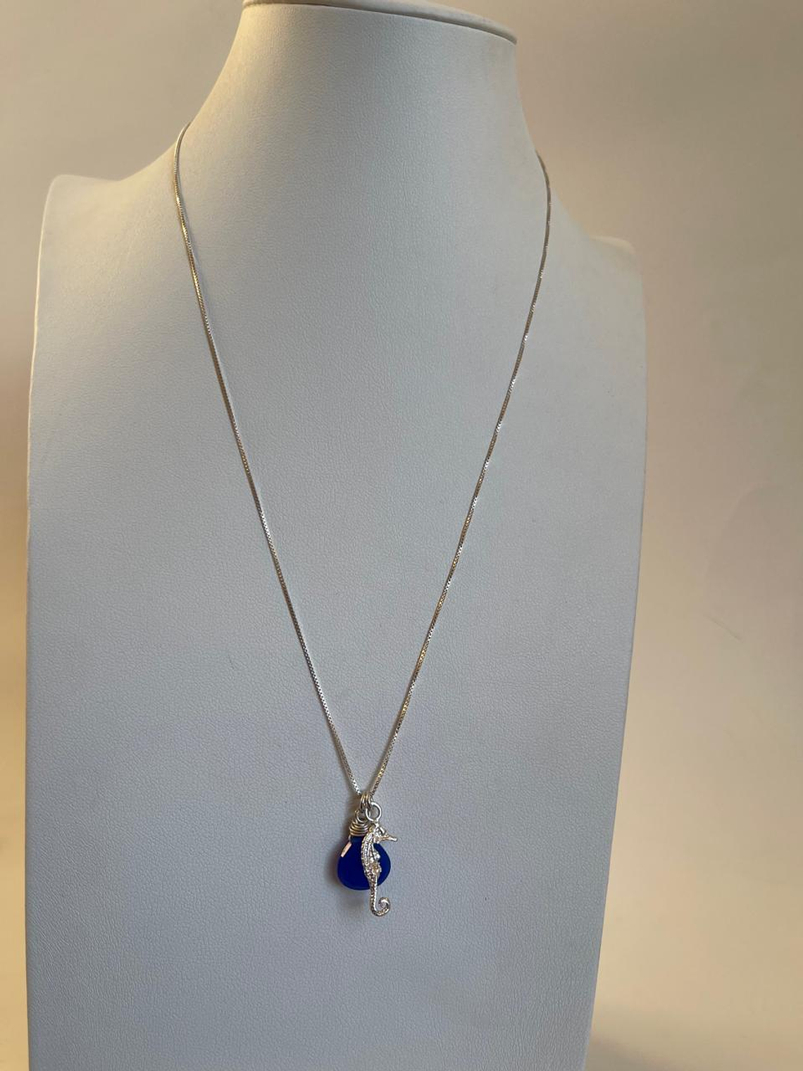 Collar plata 925 piedra y caballito de mar 1