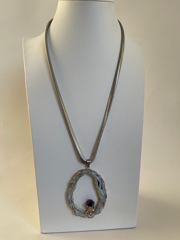 Cadena acero ágata con incrustación de amatisa t 1