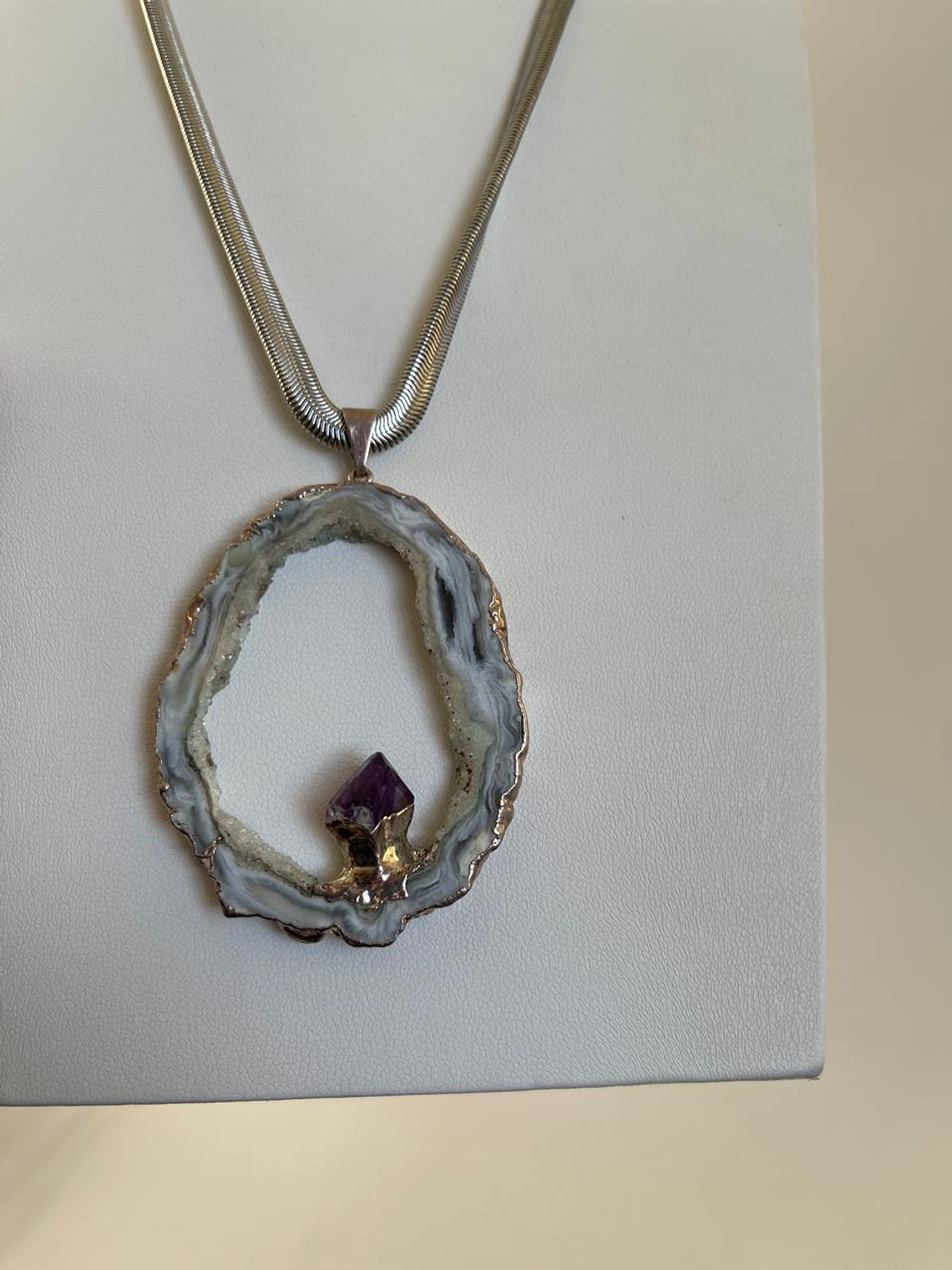 Cadena acero ágata con incrustación de amatisa t 2