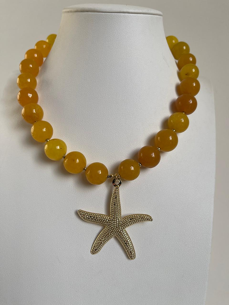 Collar piedra y estrella baño de oro 1