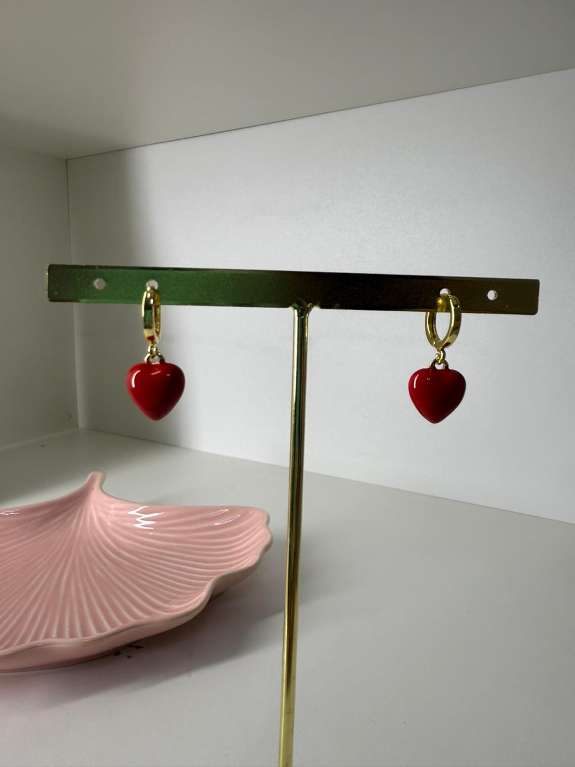 Argollas baño de oro corazón 1