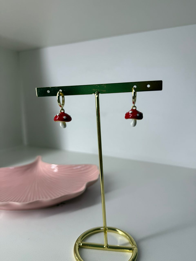 Argollas baño de oro honguitos 1