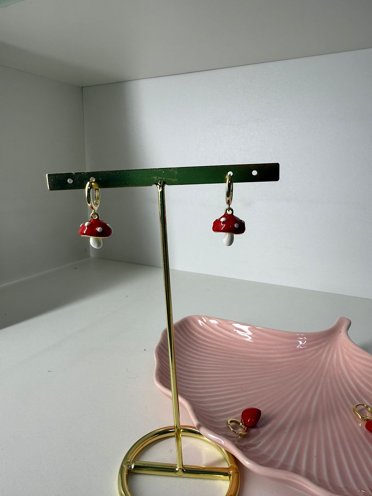 Argollas baño de oro honguitos 2