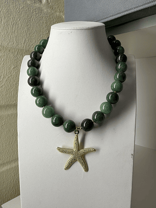 Collar piedra y estrella baño de oro