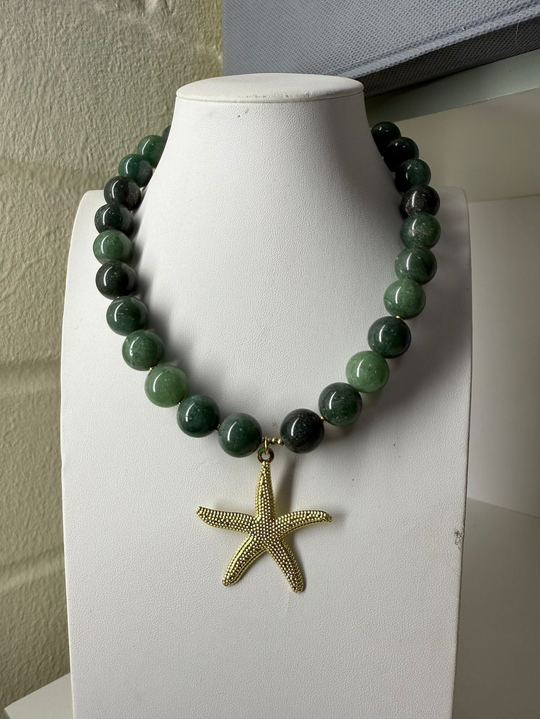 Collar piedra y estrella baño de oro 1