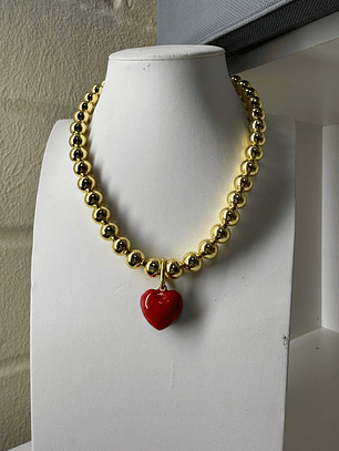 Collar baño de oro corazón pequeño