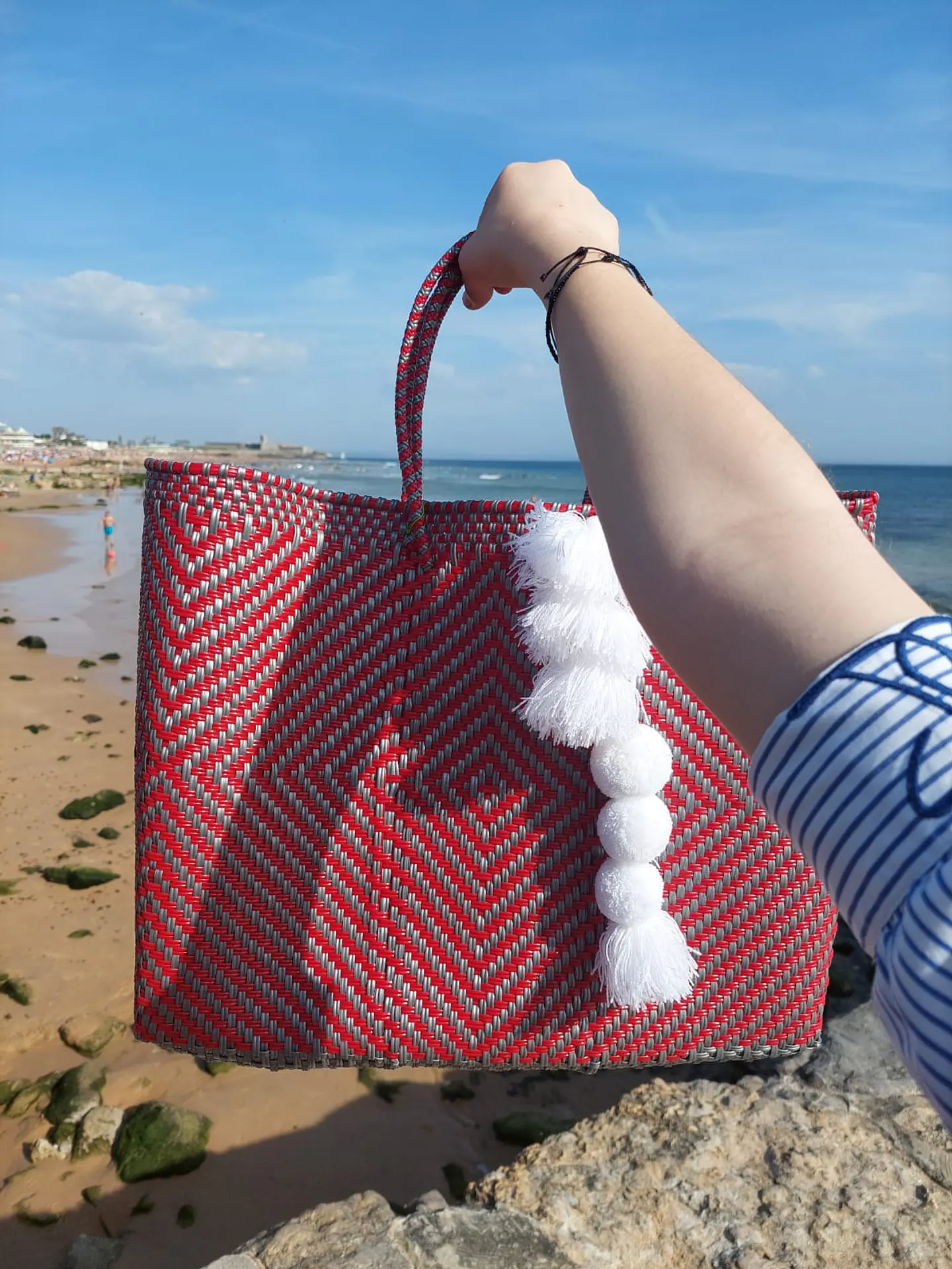Mala de praia HS Vermelho e Branco 2