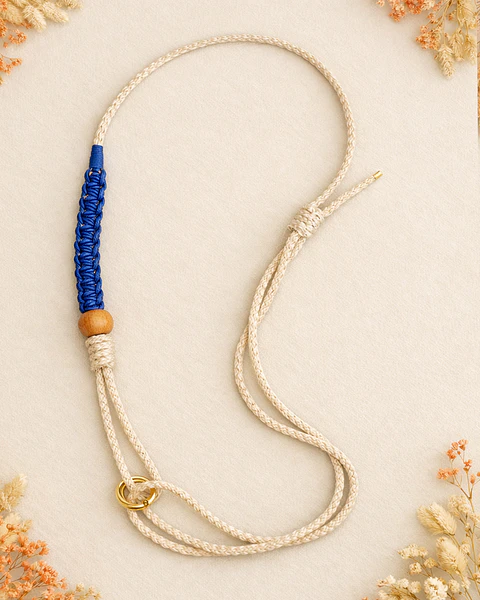  Cordão para Telemóvel em Macramé Azul 
