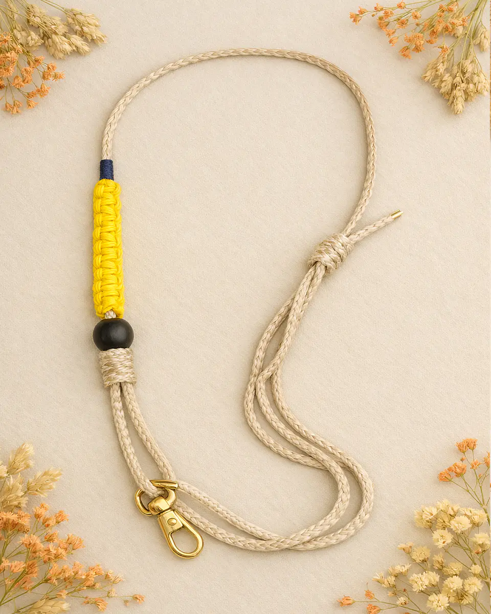  Cordão para Telemóvel em Macramé Amarelo 1