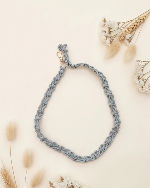  Cordão para Telemóvel em Macramé Cizento