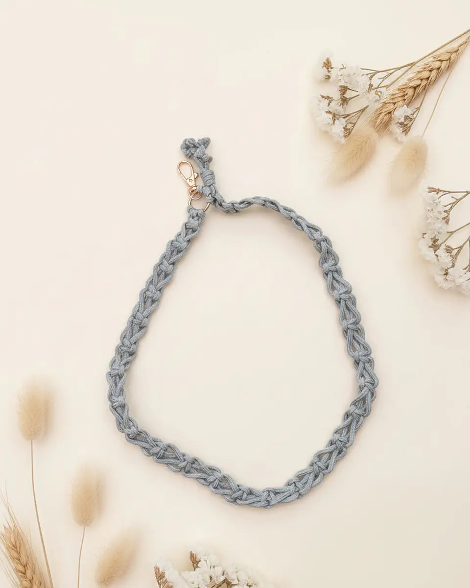  Cordão para Telemóvel em Macramé Cizento 1