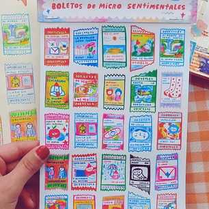 Stickers: “Boletos de micro sentimentales”