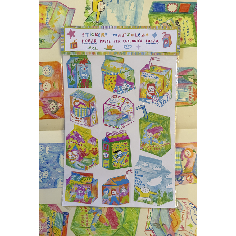 Stickers: “Hogar puede ser cualquier lugar” Cajitas de Jugo 1