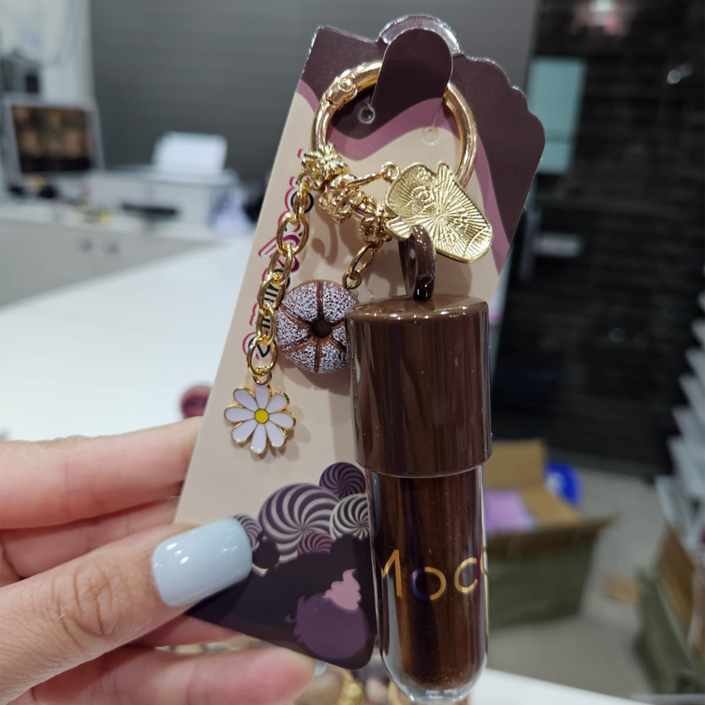 Labial Llavero Metalizado Tono Cáfe 2