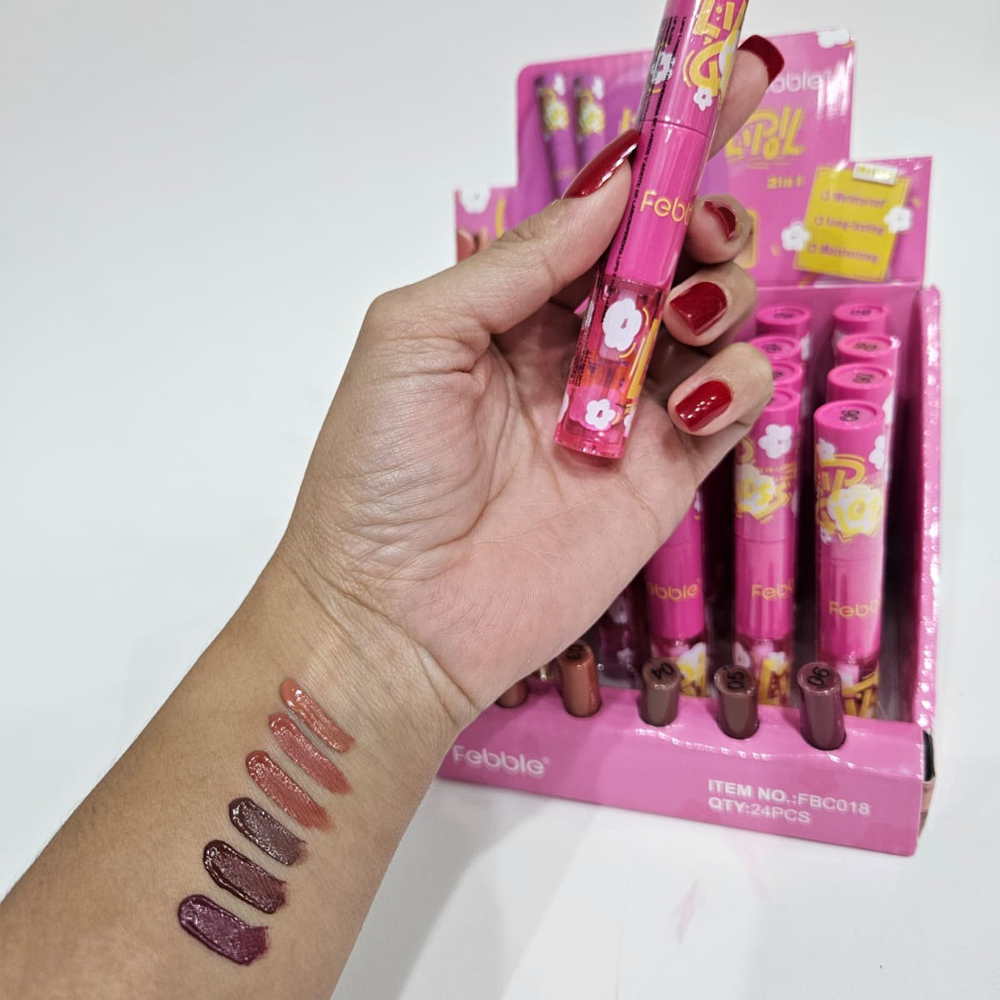 2en1 Labial + Brillo Febble Colores Cáfe 4