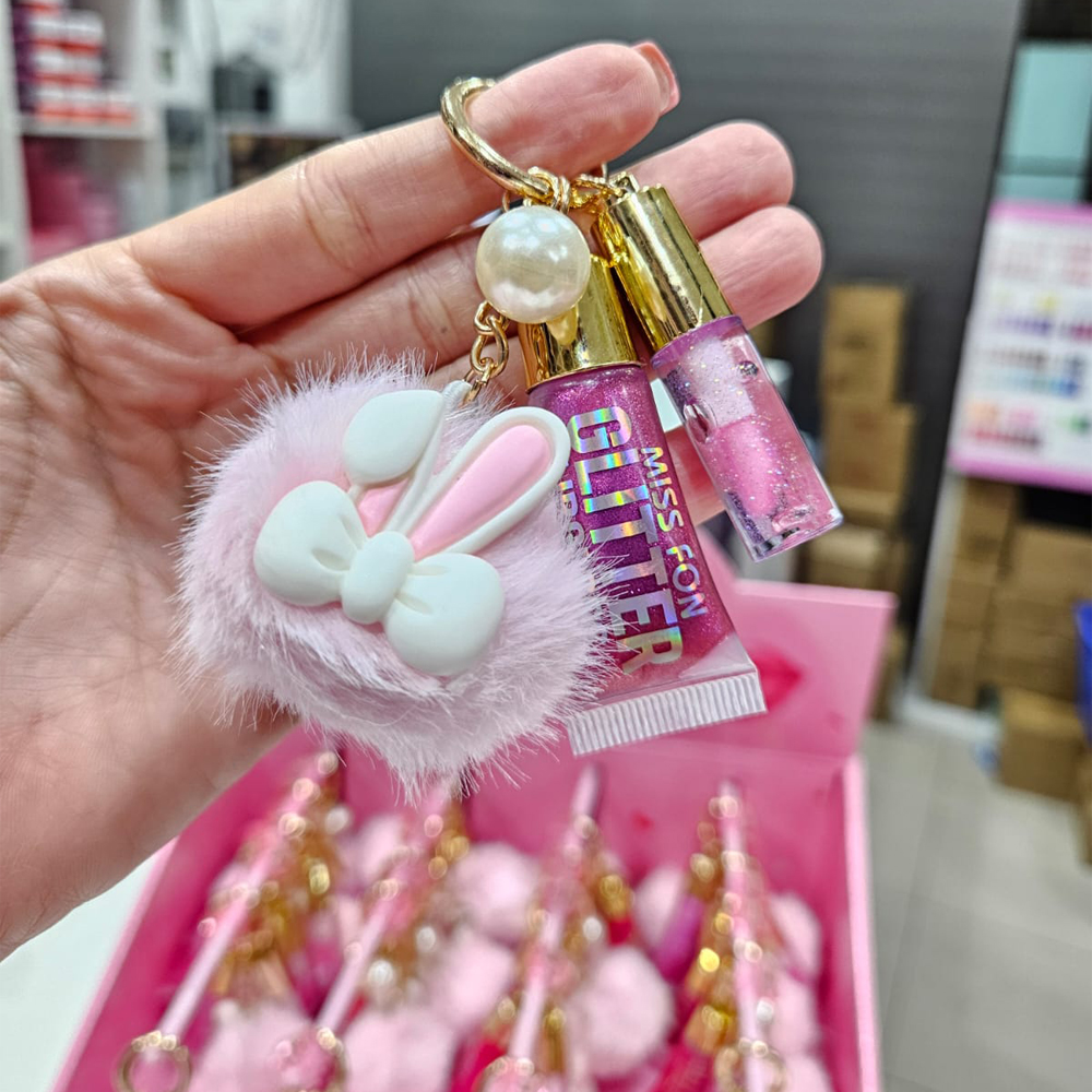 Brillo Labial Llavero Pompón 2