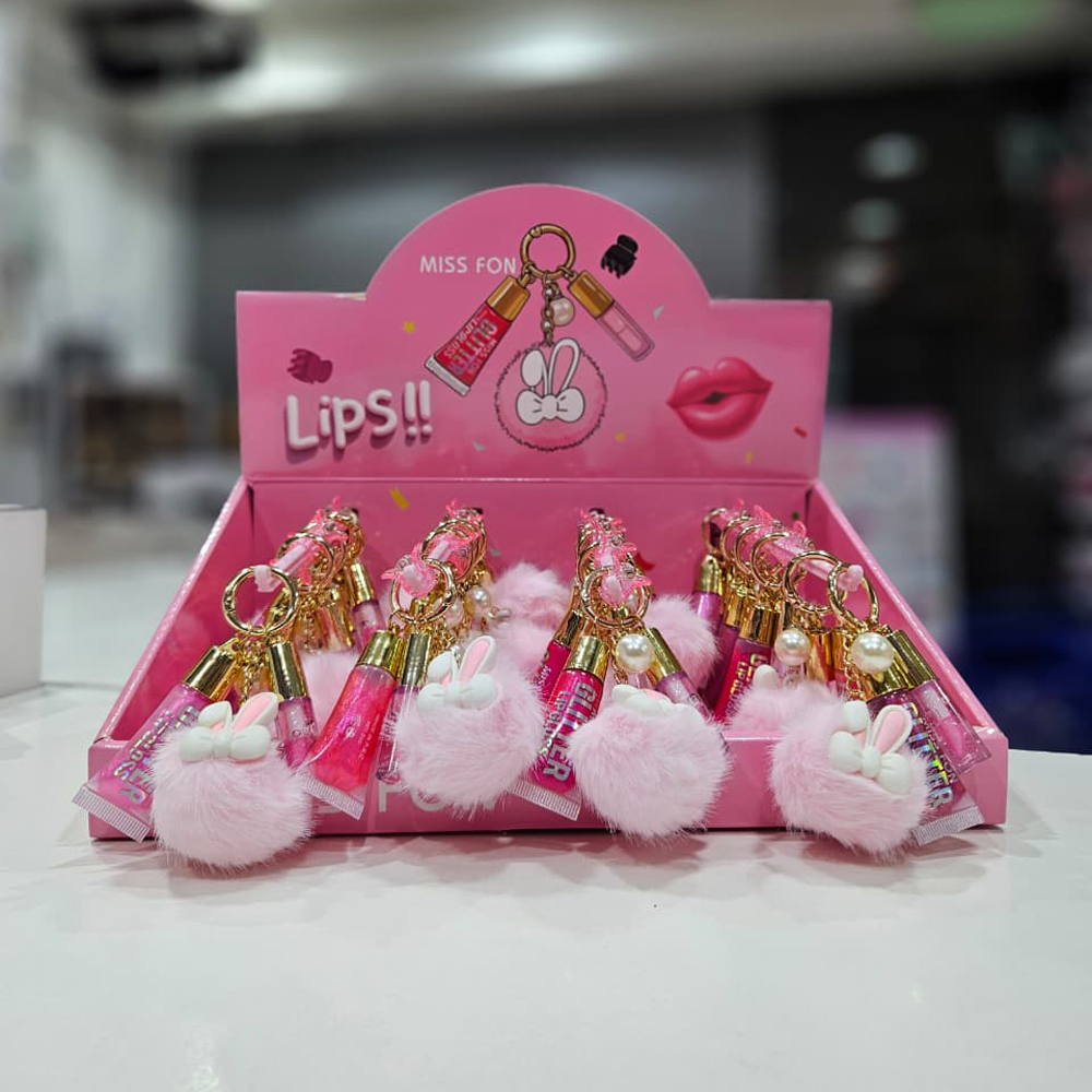 Brillo Labial Llavero Pompón 1