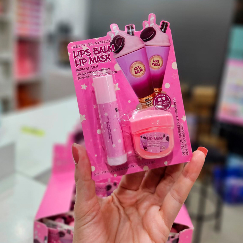 Meike Glamour - Set de Balsamo de labios en barra + vaselina  2