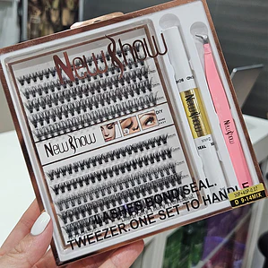 New How - Set de Pestañas Racimo + Pinza + Pegamento   AD4355