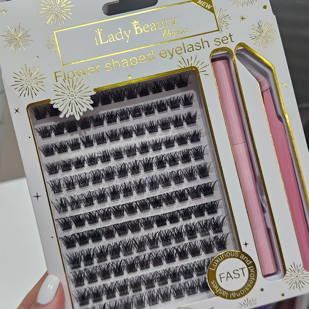 Lady Beauty - Set de Pestañas Racimo + Pinza + Pegamento 2