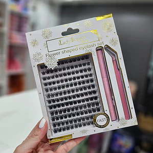 Lady Beauty - Set de Pestañas Racimo + Pinza + Pegamento JJM-4973