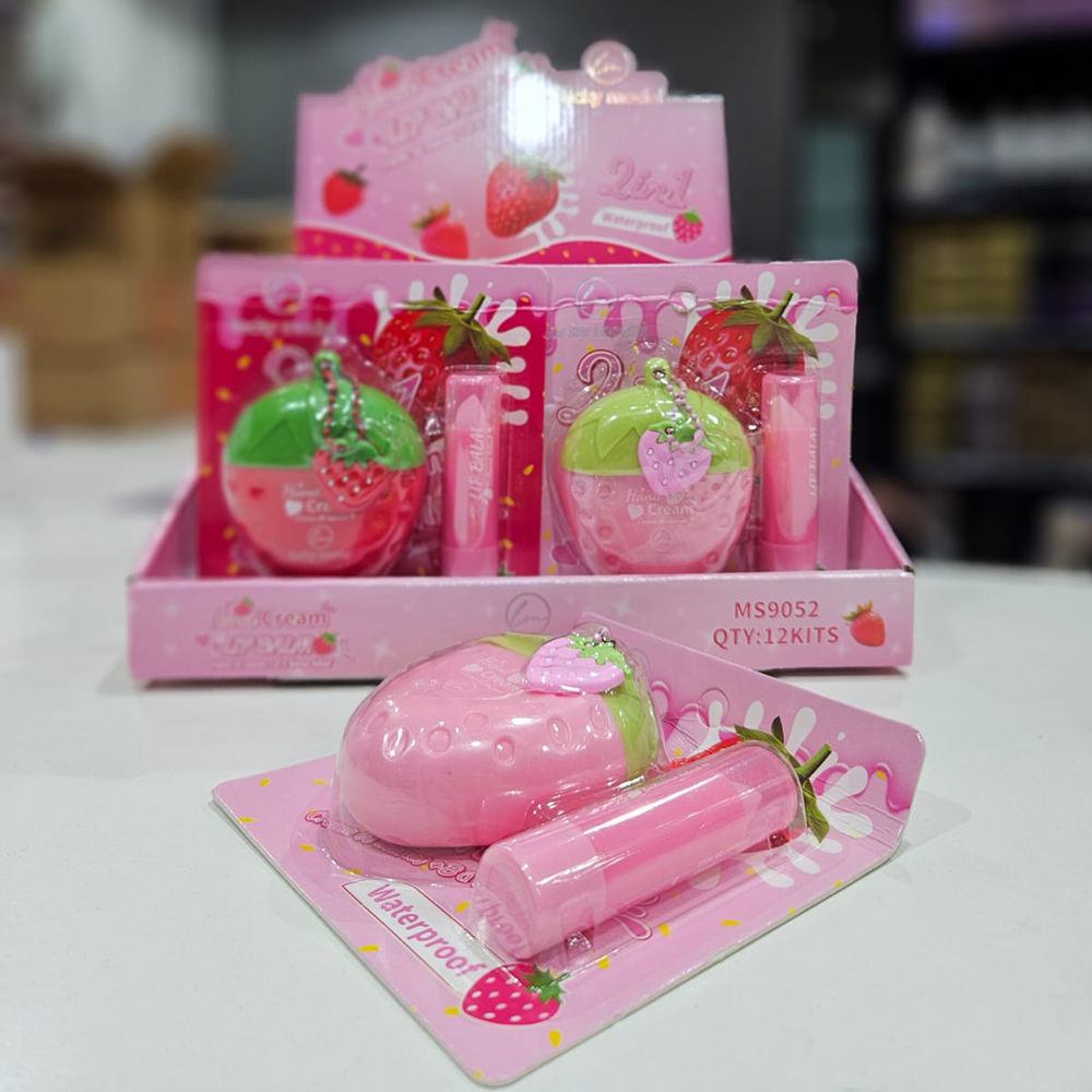 Lucky Model - 2en1 Crema para mano + Bálsamo de labios frutilla 1