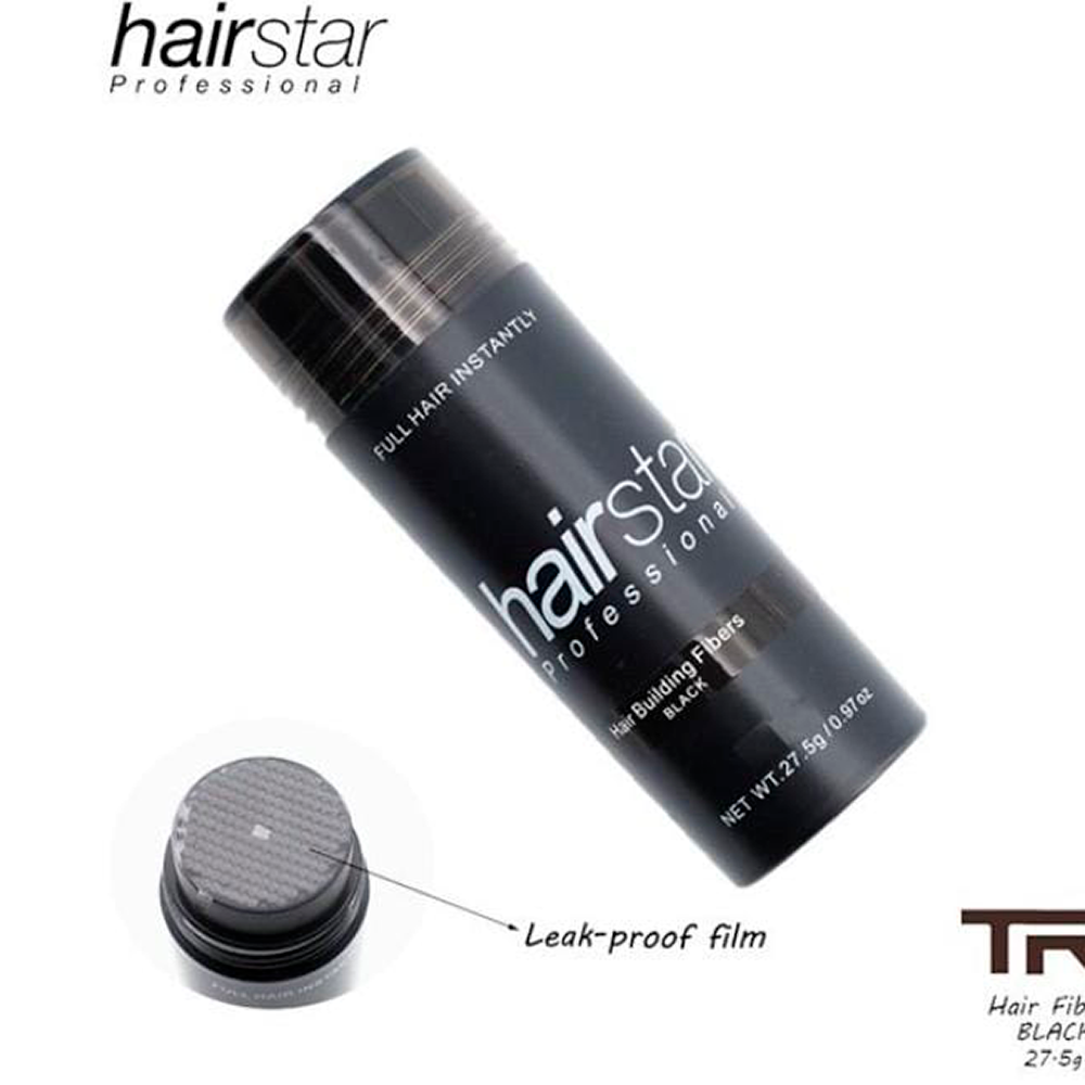 HairStar - Polvo disimulado de perdida de cabello (Negro) 27.5g 2