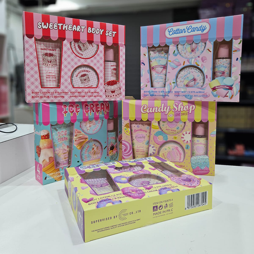 Set de 4 productos Loción 88ml + exfoliante 80g, crema para mano 50ml + splash 88ml 1