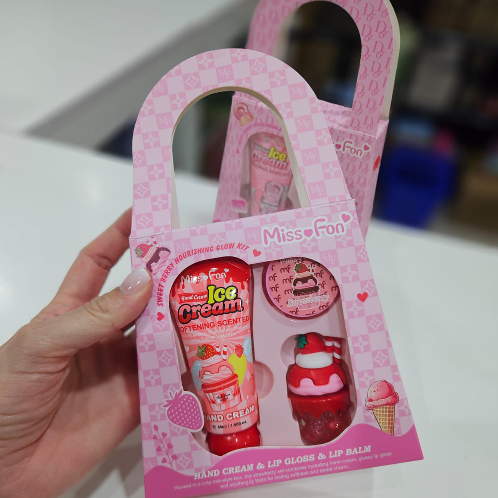 Miss Fon - Set de 3 Productos crema mano + Brillo y Balsamo de labios 2