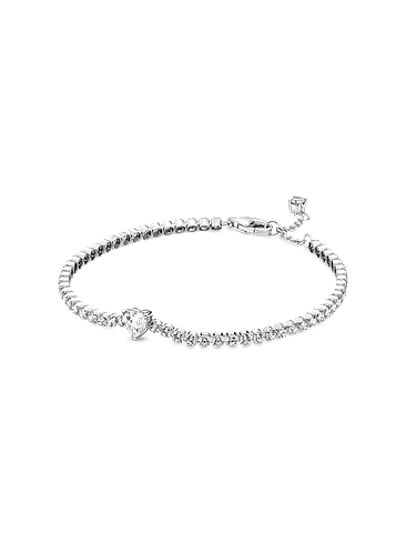 Pulsera en Plata de Ley Corazón Brillante - Estilo Pandora 1