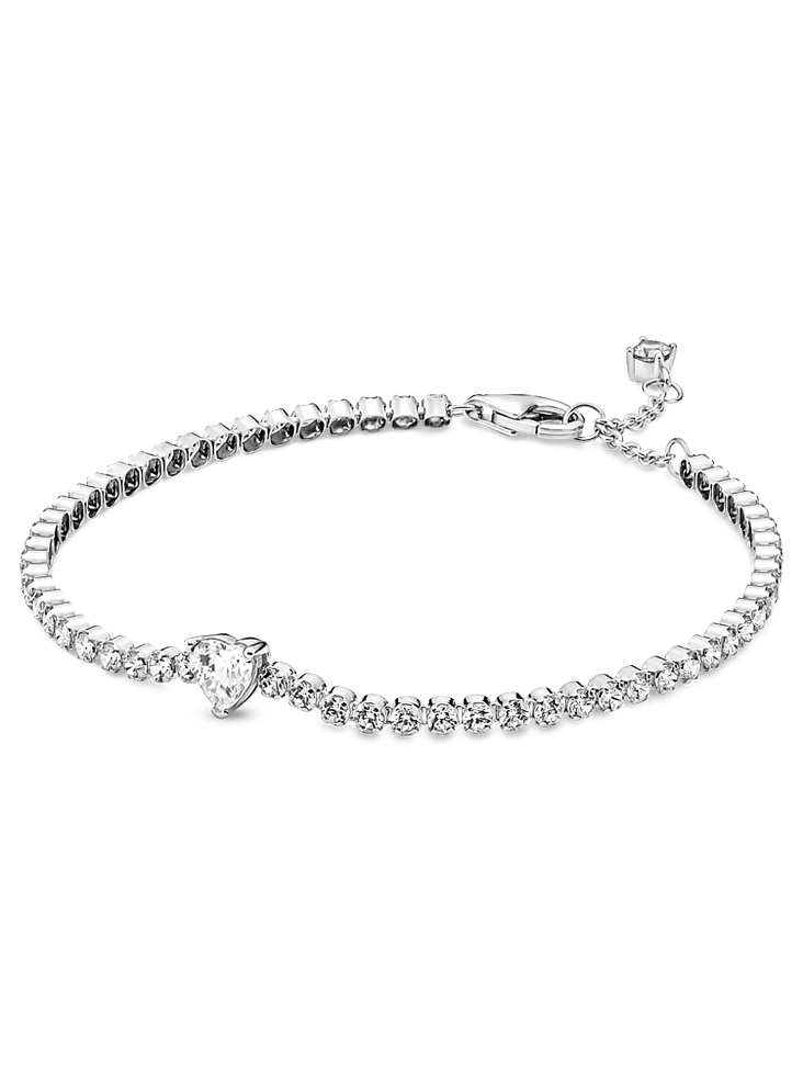 Pulsera en Plata de Ley Corazón Brillante - Estilo Pandora 1