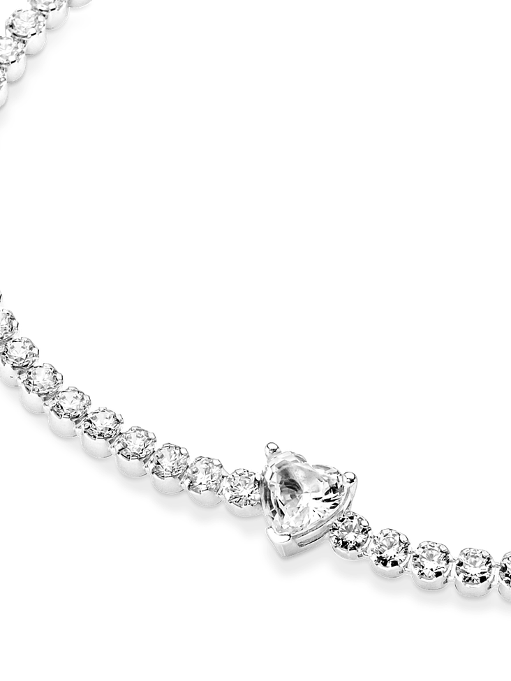 Pulsera en Plata de Ley Corazón Brillante - Estilo Pandora 2