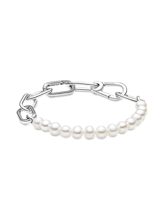 Pulsera de Perlas y Eslabones - Estilo Pandora  1