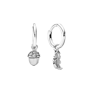 Aros de Bellota y Hoja - Estilo Pandora