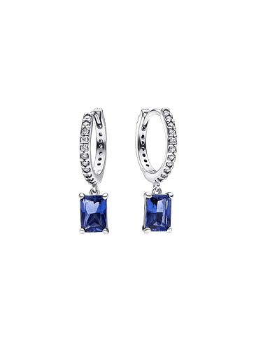 Aros Rectángulo Azul Brillante - Estilo Pandora 1