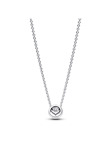 Collar con Colgante Brillante Halo Redondo - Estilo Pandora 2