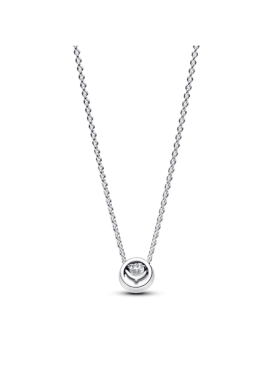 Collar con Colgante Brillante Halo Redondo - Estilo Pandora 2