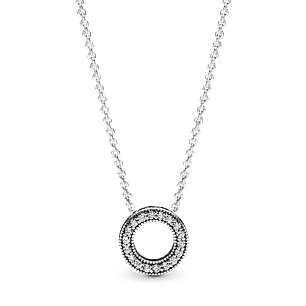 Collar Círculo de Pavé con Logotipo - Estilo Pandora