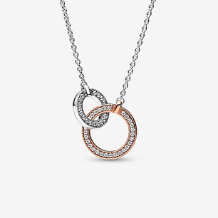 Collar Círculos Entrelazados en Dos Tonos - Estilo Pandora